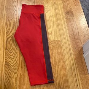 Zyia active royal red and purple stripe crop light n tights (17”) size 12